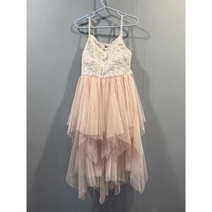 Girls Zenzi Elegant Dress Size S(6/6X) Pink/White